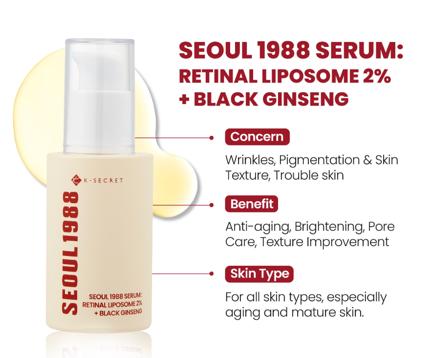 K-SECRET SEOUL 1988 Serum: Retinal Liposome 2% + Black Ginseng 30ml